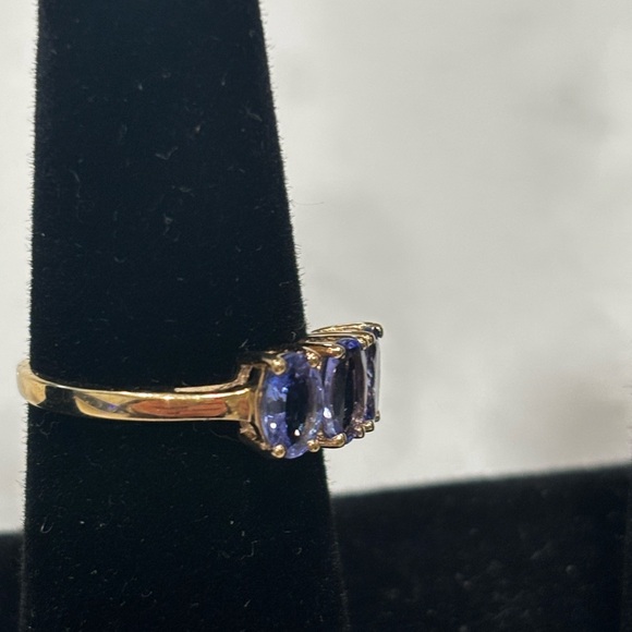 Tanzanite Ring-3 Oval Stones - Picture 2 of 5